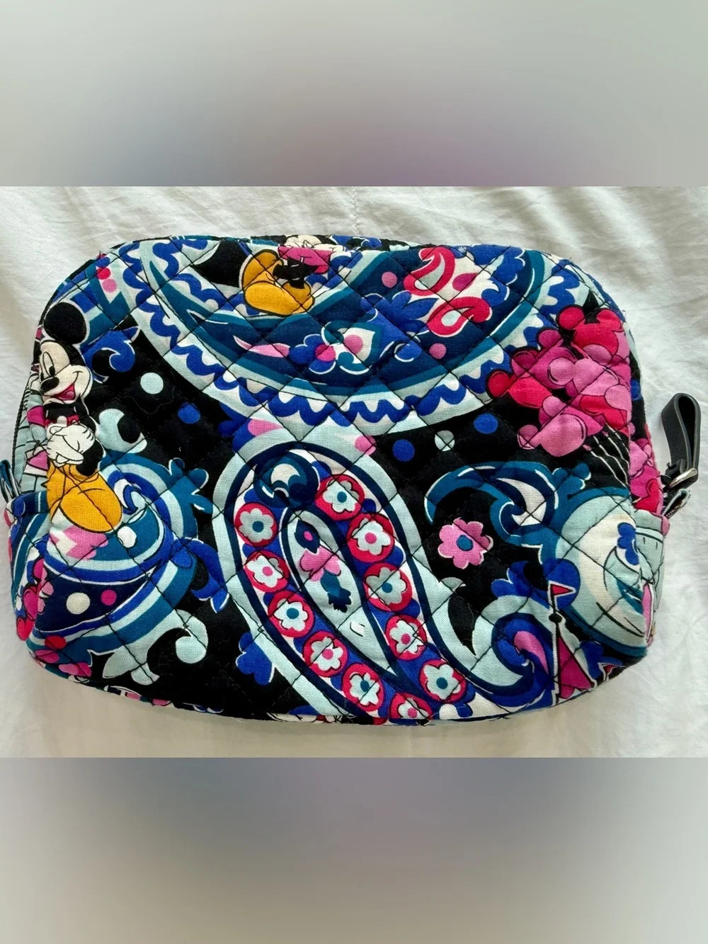 Vera Bradley Blue Pink Quilted Mickey Cosmetic Case